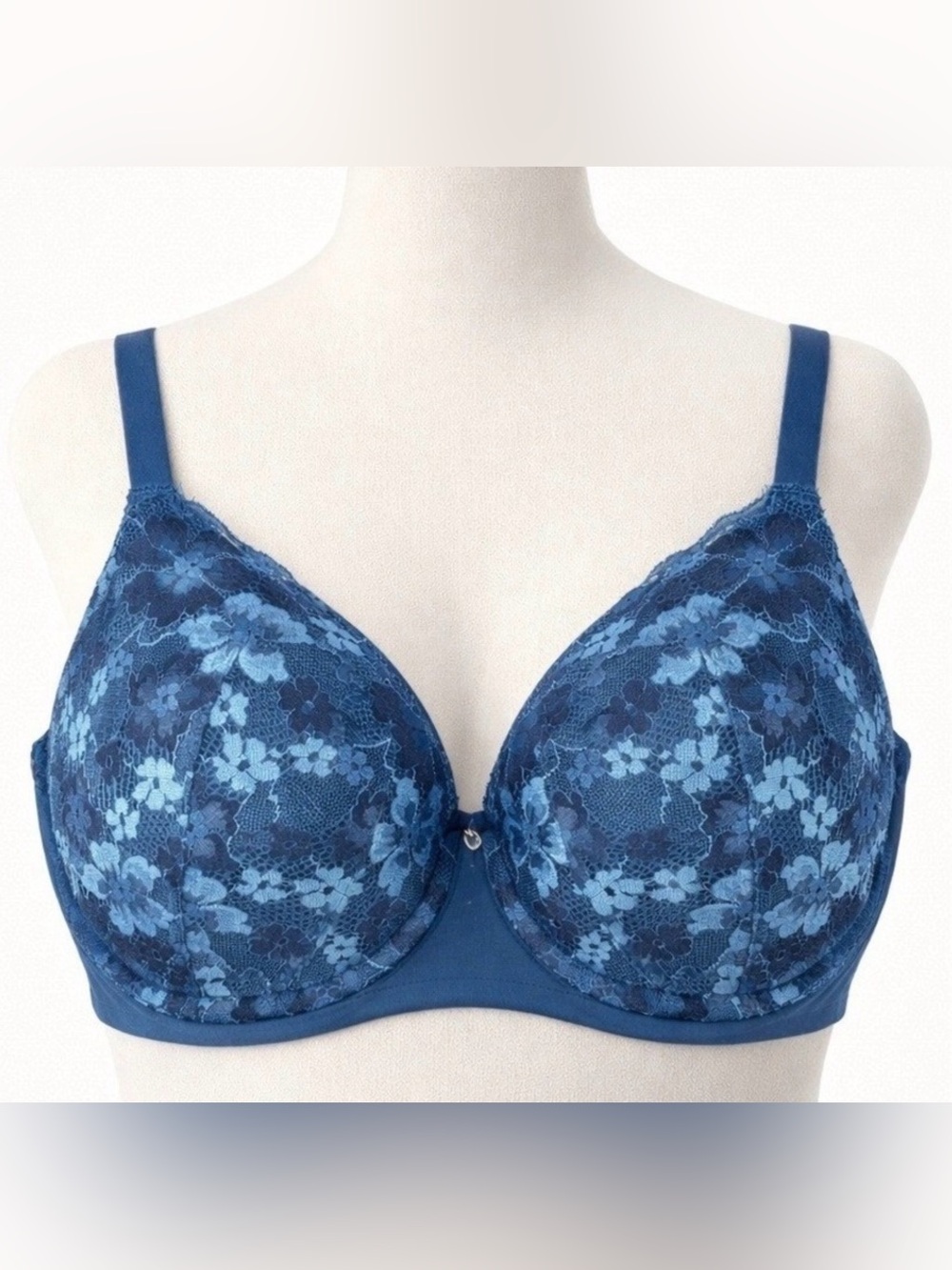 Victoria’s Secret Body by Victoria Blue Floral Lace Lined Demi Bra 38DDD